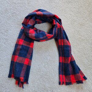 NWOT Pistil Wool Blend Red and Blue Plaid Scarf